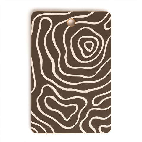 Alisa Galitsyna Brown Topographic Map Cutting Board Rectangle