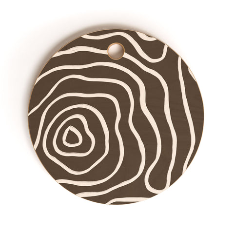 Alisa Galitsyna Brown Topographic Map Cutting Board Round