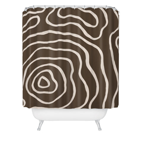 Alisa Galitsyna Brown Topographic Map Shower Curtain