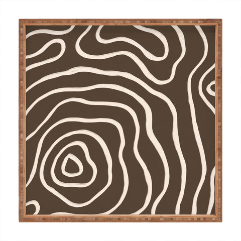 Alisa Galitsyna Brown Topographic Map Square Tray