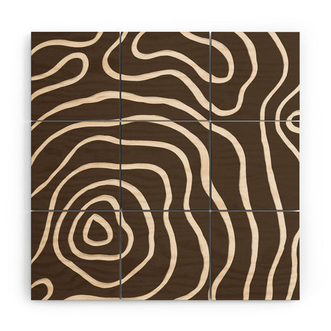Alisa Galitsyna Brown Topographic Map Wood Wall Mural