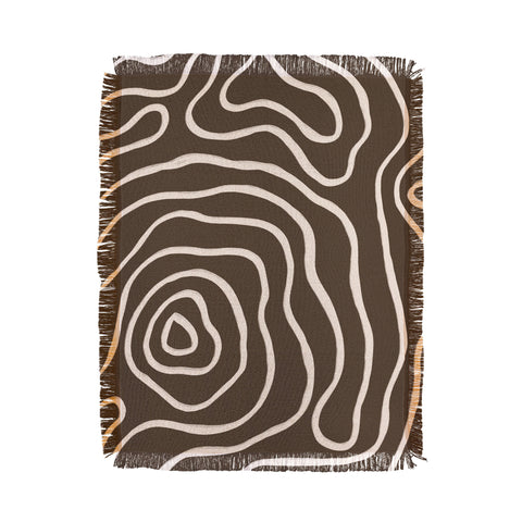 Alisa Galitsyna Brown Topographic Map Throw Blanket