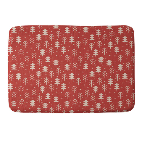 Alisa Galitsyna Christmas Forest Red Memory Foam Bath Mat