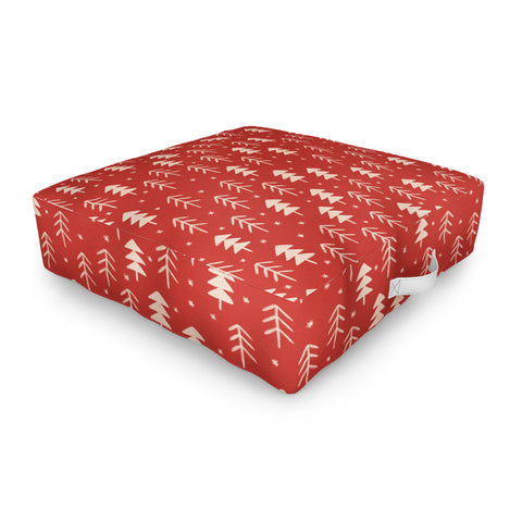 Alisa Galitsyna Christmas Forest Red Outdoor Floor Cushion