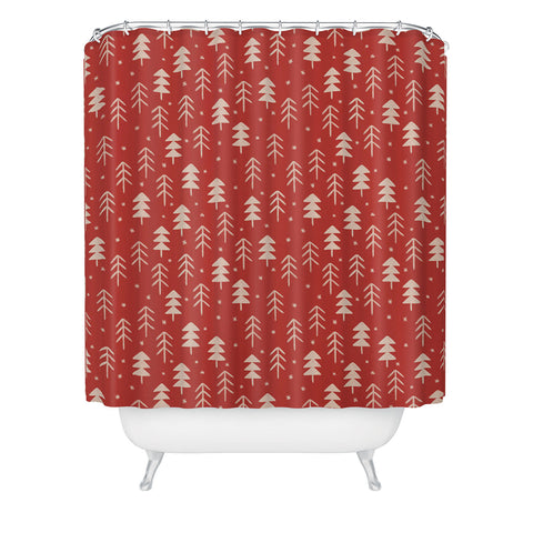 Alisa Galitsyna Christmas Forest Red Shower Curtain