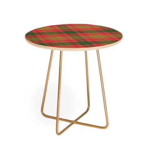 Alisa Galitsyna Christmas Plaid Green and Red Round Side Table