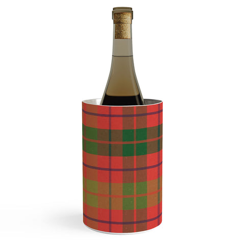 Alisa Galitsyna Christmas Plaid Green and Red Wine Chiller