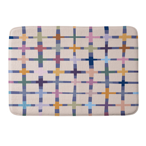 Alisa Galitsyna Colorful Patterned Grid II Memory Foam Bath Mat