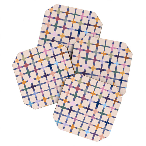 Alisa Galitsyna Colorful Patterned Grid II Coaster Set