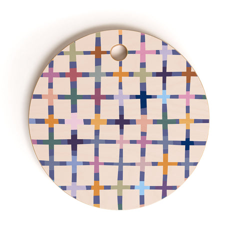 Alisa Galitsyna Colorful Patterned Grid II Cutting Board Round