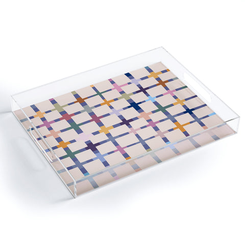 Alisa Galitsyna Colorful Patterned Grid II Acrylic Tray