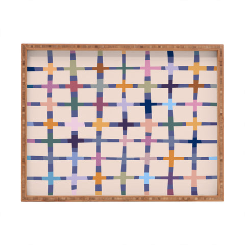 Alisa Galitsyna Colorful Patterned Grid II Rectangular Tray