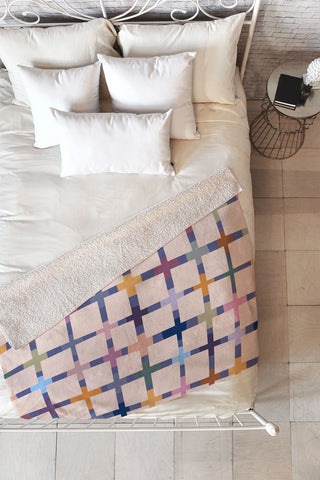 Alisa Galitsyna Colorful Patterned Grid II Fleece Throw Blanket