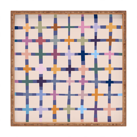 Alisa Galitsyna Colorful Patterned Grid II Square Tray