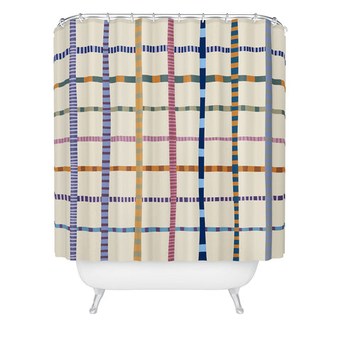 Alisa Galitsyna Colorful Patterned Grid Shower Curtain