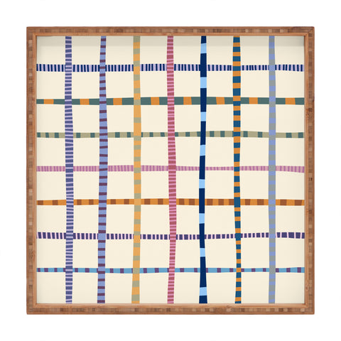 Alisa Galitsyna Colorful Patterned Grid Square Tray
