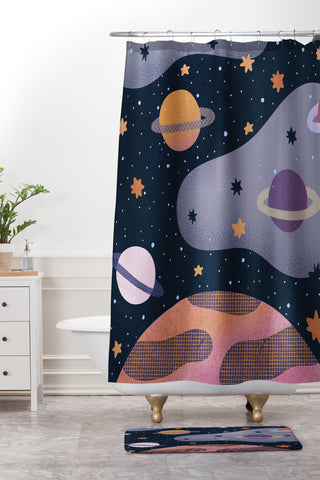 Alisa Galitsyna Cosmos 3 Shower Curtain And Mat