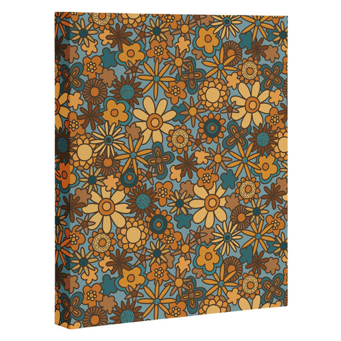 Alisa Galitsyna Cyan Retro Bloom Art Canvas