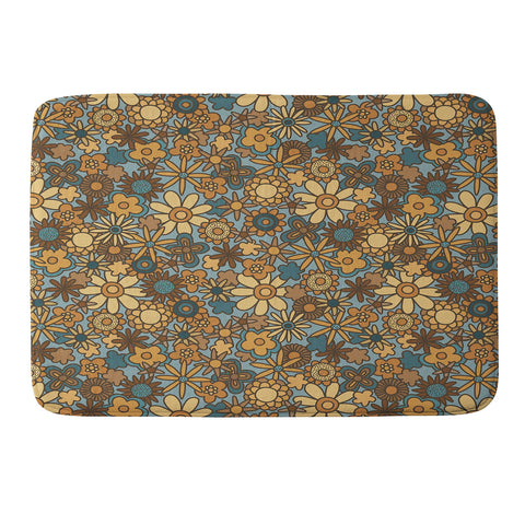 Alisa Galitsyna Cyan Retro Bloom Memory Foam Bath Mat