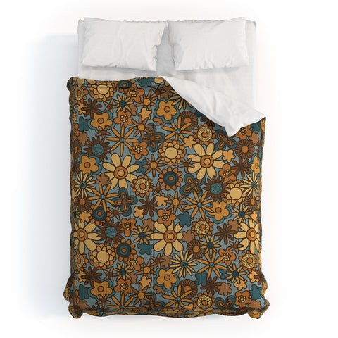 Alisa Galitsyna Cyan Retro Bloom Comforter