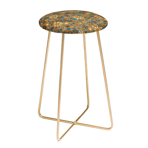 Alisa Galitsyna Cyan Retro Bloom Counter Stool