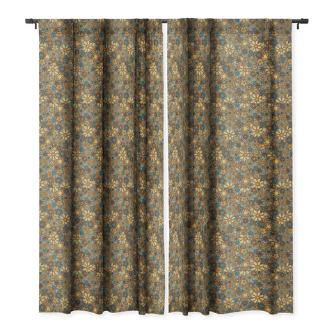 Alisa Galitsyna Cyan Retro Bloom Blackout Window Curtain