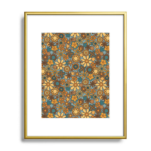 Alisa Galitsyna Cyan Retro Bloom Metal Framed Art Print