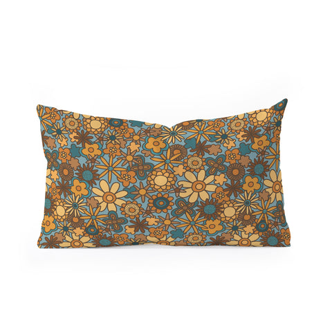 Alisa Galitsyna Cyan Retro Bloom Oblong Throw Pillow