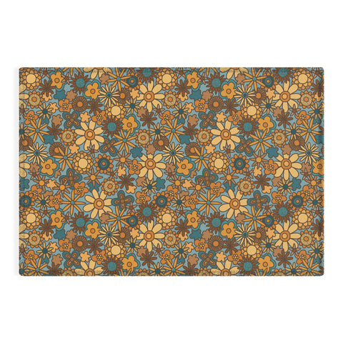 Alisa Galitsyna Cyan Retro Bloom Outdoor Rug