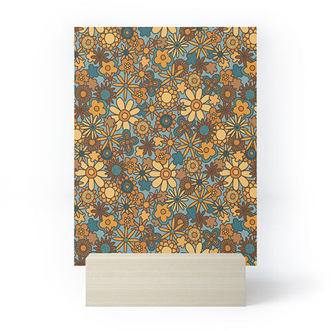 Alisa Galitsyna Cyan Retro Bloom Mini Art Print