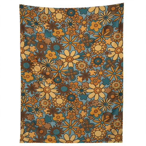 Alisa Galitsyna Cyan Retro Bloom Tapestry
