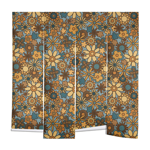 Alisa Galitsyna Cyan Retro Bloom Wall Mural