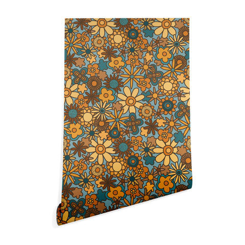 Alisa Galitsyna Cyan Retro Bloom Wallpaper