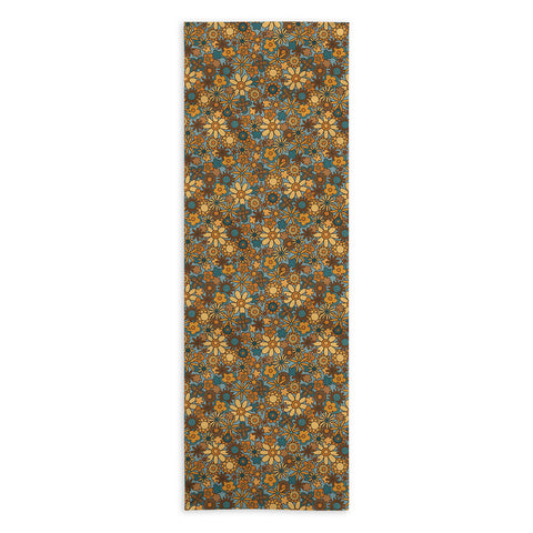 Alisa Galitsyna Cyan Retro Bloom Yoga Towel