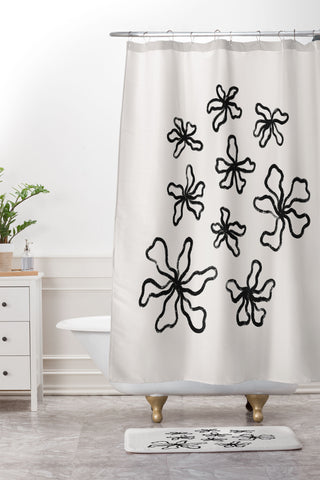 Alisa Galitsyna Dancing Flowers Shower Curtain And Mat
