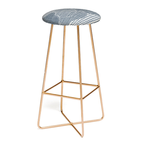 Alisa Galitsyna Dark Blue Grid Pattern Bar Stool