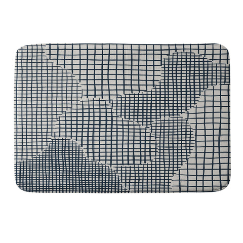Alisa Galitsyna Dark Blue Grid Pattern Memory Foam Bath Mat