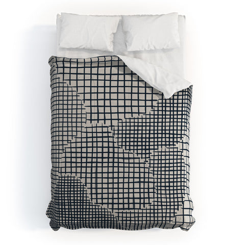 Alisa Galitsyna Dark Blue Grid Pattern Comforter