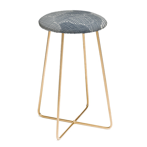 Alisa Galitsyna Dark Blue Grid Pattern Counter Stool