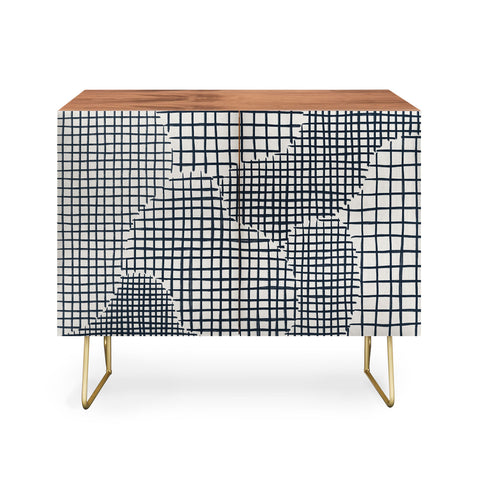 Alisa Galitsyna Dark Blue Grid Pattern Credenza