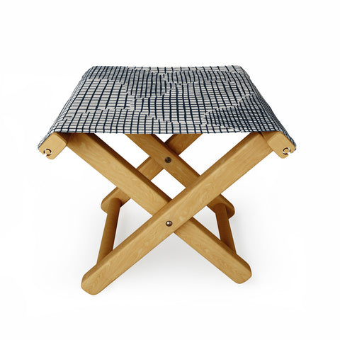 Alisa Galitsyna Dark Blue Grid Pattern Folding Stool