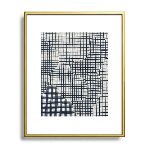 Alisa Galitsyna Dark Blue Grid Pattern Metal Framed Art Print