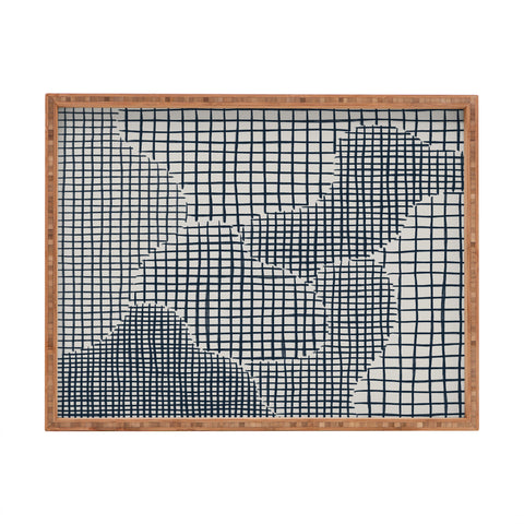 Alisa Galitsyna Dark Blue Grid Pattern Rectangular Tray