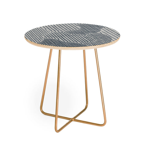 Alisa Galitsyna Dark Blue Grid Pattern Round Side Table