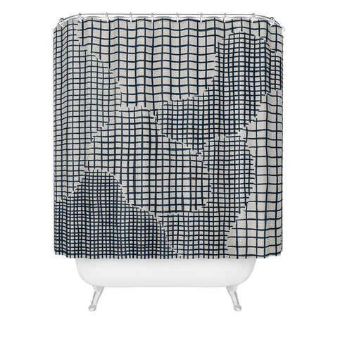 Alisa Galitsyna Dark Blue Grid Pattern Shower Curtain