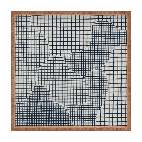 Alisa Galitsyna Dark Blue Grid Pattern Square Tray