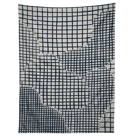 Alisa Galitsyna Dark Blue Grid Pattern Tapestry