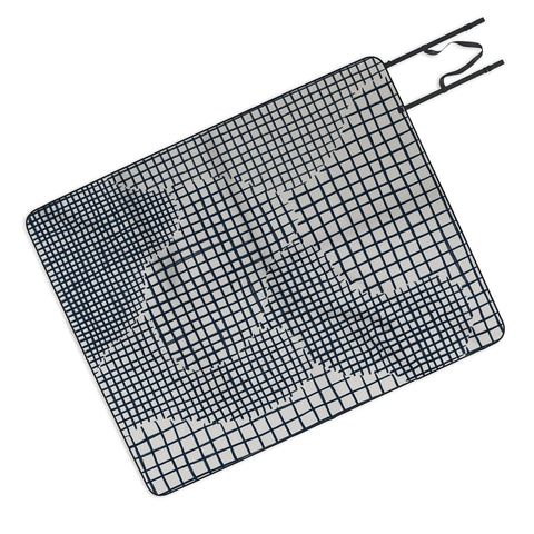 Alisa Galitsyna Dark Blue Grid Pattern Picnic Blanket