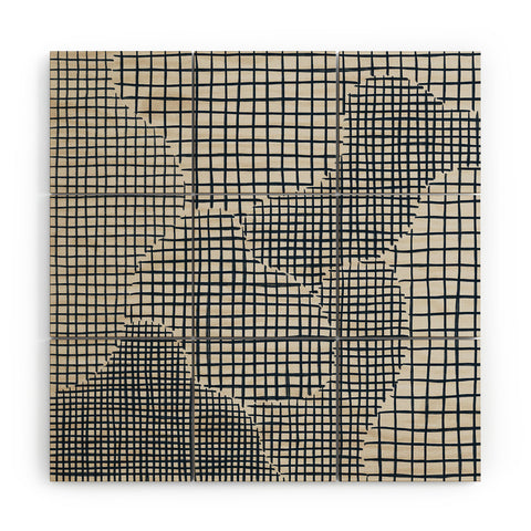 Alisa Galitsyna Dark Blue Grid Pattern Wood Wall Mural