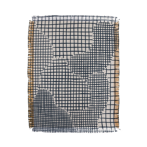 Alisa Galitsyna Dark Blue Grid Pattern Throw Blanket